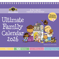 MotherWord - Calendrier mural mensuel 2025-2026 à onglets - 11 po H x 12 po l - anglais-16 mois avec onglets mensuels imprimés : septembre 2025 - décembre 2026