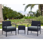 Manhattan Comfort - Ensemble de salon de patio moderne Noli pour 2 personnes avec table d’appoint - noir et gris - ensemble de 3 pièces-Dimensions de la table d’appoint Mesures : 40 cm largeur, 40 cm profondeur, 43 cm hauteur