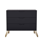 Manhattan Comfort - Avira 35" commode 3 tiroirs style mid-century modern - noir-Commode à trois tiroirs aux lignes épurées avec une finition en stratifié doux pour un aspect moderne et chaleureux