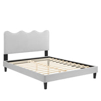 Modway - Current Performance Velvet Lit de plateforme King, Gris clair-Lit de plateforme King