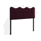 Modway - Athena Velours de performance résistant aux taches Tête de lit Queen size, Mûrier-Conception à vagues festonnées