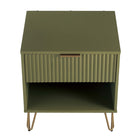 Manhattan Comfort - Dumbo table de chevet moderne 1 tiroir et commode 3 tiroirs - vert olive - ensemble de 2-10