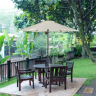 Outsunny - Parasol de patio avec 6 baleines - 6,6 pi - blanc crème-Parasol extérieur Φ6,4 po (1,96 m) de grande taille, offrant une large protection contre le soleil