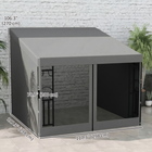 Outsunny - Pergola gazebo mural 10 pi l x 10 pi L avec rideaux et moustiquaires - gris foncé-Équipé de trous de drainage pratiques