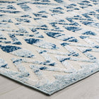 Modway - Reflect Treillis marocains Tamako Diamond et Chevron Tapis intérieur / extérieur 8 pi l x 10 pi L - Ivoire et bleu-Étanchéité, taches et résistants à l’eau / Faciles à nettoyer