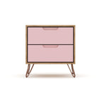 Manhattan Comfort - Ensemble de commodes de chambre à coucher Rockefeller style milieu du siècle - nature et rose pâle - ensemble de 3-Parfait pour le rangement ou l’exposition d’objets Kit anti-basculement inclus