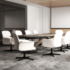 Homy Casa -  Chaise de bureau de conférence pivotante rembourrée avec accoudoirs - Beige-Accoudoirs rembourrés : Accoudoirs fixes pour un soutien accru
