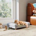PawHut - Sofa, lit de canapé pour petits chatons et chatons d’intérieur - gris-Convient aux chiens jusqu’à 11 lb (5 kg) et 13,8 po (35 cm) de longueur 