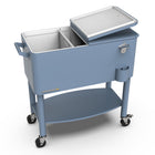 Permasteel - Glacière de patio roulante 80 pintes avec séparateur et étagère - bleue-Étagère inférieure pour un rangement supplémentaire
