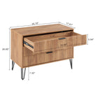 Manhattan Comfort - Dumbo table de chevet moderne à 2 tiroirs et commode à 3 tiroirs - brun doré - ensemble de 2-Poignées de tiroir horizontales glamour en métal avec finition dorée