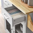 Modway - Cuisine Chariot de cuisine, Gris clair naturel-Roulettes en nylon avec freins à verrouillage latéral