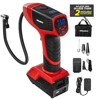 Bullseye - Gonfleur de pneu rechargeable - Noir-Fonction prédéfinie avec arrêt automatique : réglez la sécurité souhaitée et ce gonfleur de pneu de voiture s'éteint automatiquement une fois la valeur ou la pression cible des pneus atteinte. L'écran LED facile à lire affiche la pression des pneus et le niveau de la batterie, et les boutons d'augmentation/diminution conviviaux rendent l'étalonnage à la fois facile et précis