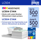 Brother - LC504CS Cartouche d’encre cyan authentique à rendement standard-Les cartouches d’encre cyan à rendement standard LC504CS authentiques de Brother offrent des résultats fiables et constants