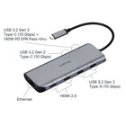 Targus - Station d'accueil mobile multiport USB-C Alt. Mode Dual 4K HDMI avec passage EPR 140 W-La double vidéo étendue est disponible uniquement pour les appareils MST. Les appareils non MST, tels que les Mac ou les iPad, ne peuvent que refléter l'image