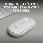 Logitech - Pebble Mouse 2 M350s fine sans fil Bluetooth, portable, légère, boutons personnalisables - Blanc-Sortez de l’ordinaire, soyez nomade: la souris Pebble Mouse 2 M350s en plastique recyclé présente un design rond et minimaliste. Elle est fine, légère et portable
