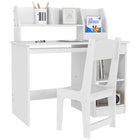 Qaba - Ensemble bureau et chaise pour enfants avec étagères de rangement - Blanc-L'ensemble 2 pièces comprend 1 bureau et 1 chaise assortie 