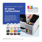 Epson - Imprimante couleur sans fil EcoTank ET-1910 à réservoirs d’encre géants - Blanc-Réservoirs d’encre de très grande capacité et bouteilles d’encre EcoFit à détrompeur unique qui facilitent le remplissage des réservoirs — pas de gâchis, pas de stress, pas de confusion de couleurs, conception qui s’intègre à presque tout environnement de travail
