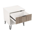 Manhattan Comfort - Table de nuit moderne DUMBO 20,07" à 1 tiroir - Blanc et gris rustique-Parfait pour le rangement de chevet, les lampes ou les objets de décoration