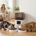 PawHut - Distributeur automatique de nourriture pour chat - distributeur intelligent avec contrôle via application-Comprend deux bols en acier inoxydable, adaptés pour nourrir plusieurs animaux en même temps 