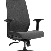 Offices to Go - Fauteuil à basculement synchronisé à dossier haut Swift avec un appui-tête, garnie d’un textile gris-Fauteuil à basculement synchronisé à dossier haut avec appui-tête