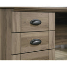 Sauder 66"W La Collection Harbor View Bureau d’ordinateur d’angle - Finition Salt Oak- Rangez des fournitures supplémentaires dans les tiroirs en-dessous