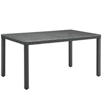Modway - Sojourn 59 po Terrasse extérieure Table à manger, Chocolat-Tissage en rotin synthétique