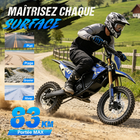 Gyrocopters - Moto électrique tout-terrain DX1 pour adultes - Vitesse 65 km/h, autonomie PAS 83 km - Bleu-Maîtrisez toutes les surfaces grâce à une configuration de roues décalées, conçue spécifiquement pour offrir le comportement authentique d'une moto tout-terrain