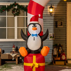 Outsunny - Arche gonflable de bonbons de Noël de 9' avec pingouin - bonhomme de neige - boîte cadeau LED - Blanc-Couleur primaire : blanc 