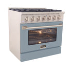 Kucht - 36 po Série KNG Cuisinière Pro Style au gaz propane - Acier inoxydable/Bleu pâle-Les brûleurs étanches facilitent le nettoyage de la cuisinière