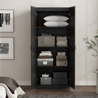 Manhattan Comfort - Cornelia 29,61 po Armoire de Rangement Moderne à 4 Étagères - Noir-Conception de porte à ouverture à 90° avec charnières européennes à fermeture douce pour une utilisation fluide et silencieuse