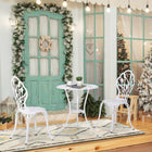 Outsunny - Ensemble de bistro de patio de 3 pièces pour balcon, blanc-Le design sculpté en creux est chic et élégant, il aide également à sécher rapidement après la pluie 