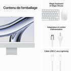 Apple - iMac 24" - Puce Apple M3 - GPU 8 cœurs - 256 SSD - Mémoire unifiée 8 Go - Argent - Anglais-Connectez Absolument Tout – iMac comprend deux ports Thunderbolt/USB 4 et une prise pour écouteurs. Et avec le Wi‑Fi 6E et Bluetooth 5.3, il offre une connectivité sans fil parfaitement fluide