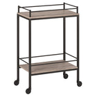 Hudson&Canal - Chariot-bar Barnes 23,5" de largeur - Chêne gris vieilli-Un design contemporain moderne pour votre cuisine, votre bureau, votre espace de divertissement et plus encore