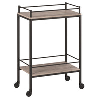 Hudson&Canal - Chariot-bar Barnes 23,5" de largeur - Chêne gris vieilli-Un design contemporain moderne pour votre cuisine, votre bureau, votre espace de divertissement et plus encore