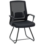 HOMCOM - Fauteuil d'accueil avec support lombaire et sans roulettes - noir-Dossier profilé avec soutien lombaire qui soulage la pression dorsale pendant de longues heures 