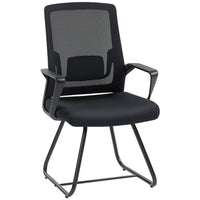 HOMCOM - Fauteuil d'accueil avec support lombaire et sans roulettes - noir-Dossier profilé avec soutien lombaire qui soulage la pression dorsale pendant de longues heures 