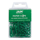 JAM Paper - Trombones standard colourés - taille standard 2 -5 cm - verts - paquet de 100- Couleur : Vert