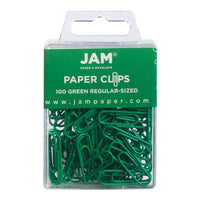 JAM Paper - Trombones standard colourés - taille standard 2 -5 cm - verts - paquet de 100- Couleur : Vert