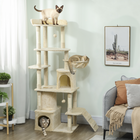 PawHut - Arbre à chat, grande tour à chat 67 po avec 7 poteaux à griffer - beige-Dispose d’un tunnel vertical unique et de deux condos pour se cacher et explorer
