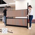 Luxor - Mur modulaire 70 x 70 - Lattes de bois et acrylique givré dans un cadre noir-S'intègre au système de cloisons de séparation pour des configurations évolutives
