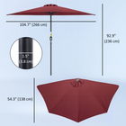 Outsunny - Parasol de patio demi-cercle avec manivelle et 5 baleines - 9 pi - rouge bordeaux-Installation et démontage pratiques grâce à la manivelle