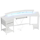 HOMCOM - bureau de gaming industriel 79 po avec lumières RGB et ports USB - blanc-Bande lumineuse RGB intégrée qui améliore l’ambiance et l’immersion