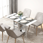 HOMCOM - Table à manger pliante à abattant avec étagères de rangement pour 4-6 personnes - blanc-Le grand plateau offre suffisamment d'espace pour jusqu'à quatre personnes