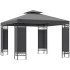 Outsunny - Pavillon à auvent 10 pi l x 10 pi L - toit double pour l’extérieur - gris foncé-Le design à double toit améliore la circulation de l'air, gardant la zone fraîche