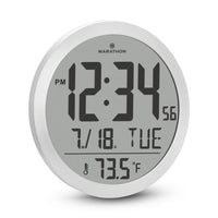 Marathon Watch - Horloge murale numérique ronde de 15 pouces - Acier inoxydable-Grand Affichage: facile à lire, même de l'autre côté de la pièce.