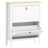 HOMCOM - Armoire à chaussures avec 2 tiroirs rabattables au design étroit - blanc-Deux tiroirs basculants peuvent contenir jusqu'à 10 à 14 paires de chaussures 