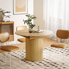HOMCOM - Table de ferme extensible convertible ronde à ovale 43,5 po-59 po pour 6-8 personnes - finition bois naturel-Peut être utilisé comme table à manger, bureau d’ordinateur ou table de conférence 