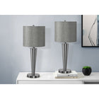 Monarch Specialties - Luminaire - 24 po H Lampe De Table - Port Usb Inclus - Ensemble De 2 - Métal Nickelé - Abat-Jour Gris-Chaque lampe est intégrée à un interrupteur rotatif marche/arrêt facile à utiliser, ainsi qu'à un port USB permettant de recharger vos appareils à proximité
