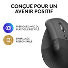 Logitech - Lift Souris Ergonomique Verticale - Graphite-Ergo-certifié : La souris verticale sans fil Lift a été conçue, développée, testée et approuvée selon des critères définis par des ergonomes de renom