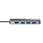 Startech - Adaptateur multiport USB-C 4K 60Hz Vidéo HDMI - 3 ports 5Gbps hub USB-A - Passe USB de livraison d’alimentation 100W-Câble extra long : câble fixé de 12" (30 cm) pour une portée prolongée afin de réduire la contrainte port/connecteur sur des appareils 2-en-1 comme Surface Pro 7/8, iPad Pro, HP Elite x2/portables sur supports de relèvement; Idéal pour les déplacements en déplacement au bureau, au bureau à domicile et dans des espaces de travail partagés